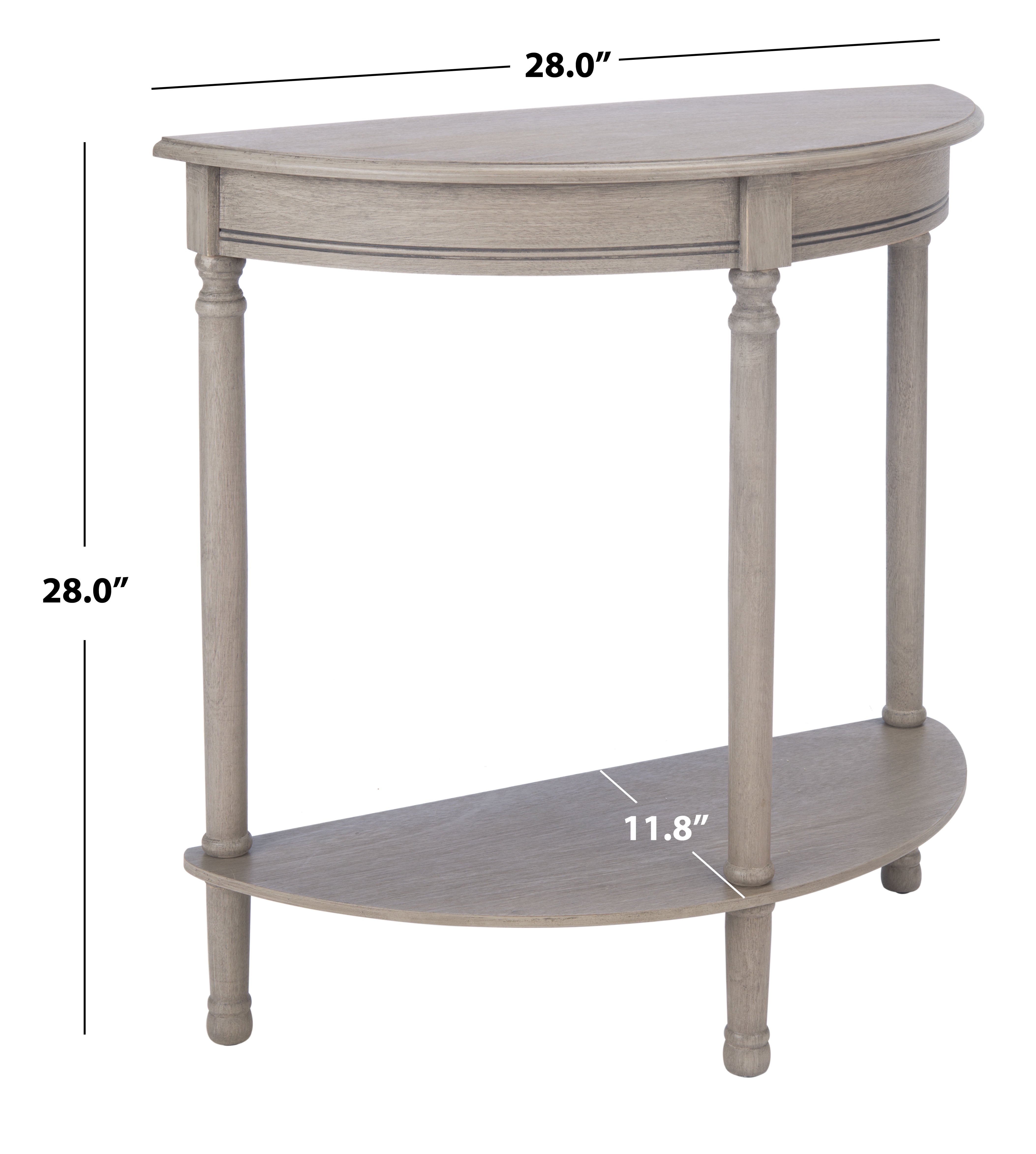SAFAVIEH Tin.sley French Half Round Console Table, Greige (28 in. W x 11.8 in. D x 28 in. H)