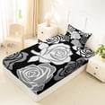 thumbnail image 4 of Erosebridal Black Gray Twin Sheet Sets, Romantic Rose Flower Bedding for Girls, 3 Pieces, 1 Flat Sheet 1 Fitted Sheet and 1 Pillowcase, 4 of 5