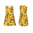 thumbnail image 3 of Bixox Robe Sans Manches à Imprimé Légumes Colorés pour Femmes avec Poches, Robe Décontractée Longueur Genou pour l'Été-TTG, 3 of 7
