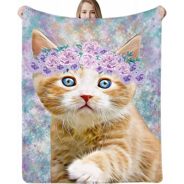 Custom Pet Photo Blanket Customized Cat Face Blankets with Names Personalized Picture Blanket Pets on Blanket Personalized Mothers Day Gift for