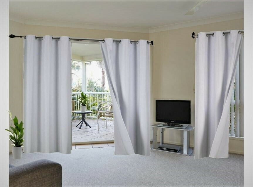 2 Piece Panel Drapes Solid Plain Thermal Foam Lined Blackout Heavy Thick 3 Layered WIndow Curtain Bronze Grommets White 63' Length X 35' Wide Each Panel ADAM
