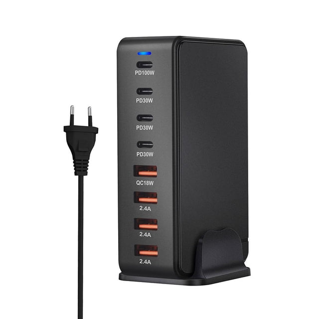 240W USB C Charging Station, GaN Compact 8-Port USB C Fast Charging Station. D3E5