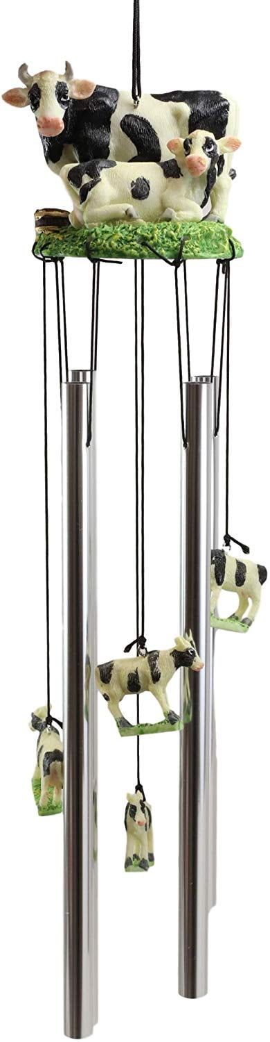Ebros Gift Bovine Holstein Cow and Baby Calf Family Resonant Relaxing Wind Chime