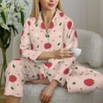thumbnail image 5 of KLL Strawberry Print Women's Long Sleeve Pajamas with Pants Sleepwear Loungewear 2 Set-X-Large, 5 of 7