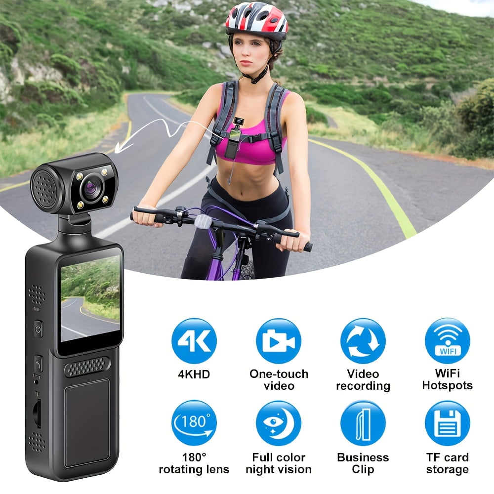 4K Wifi Ultra HD Camera with 180° Rotatable Mini Design for Outdoor Sports Video Recording