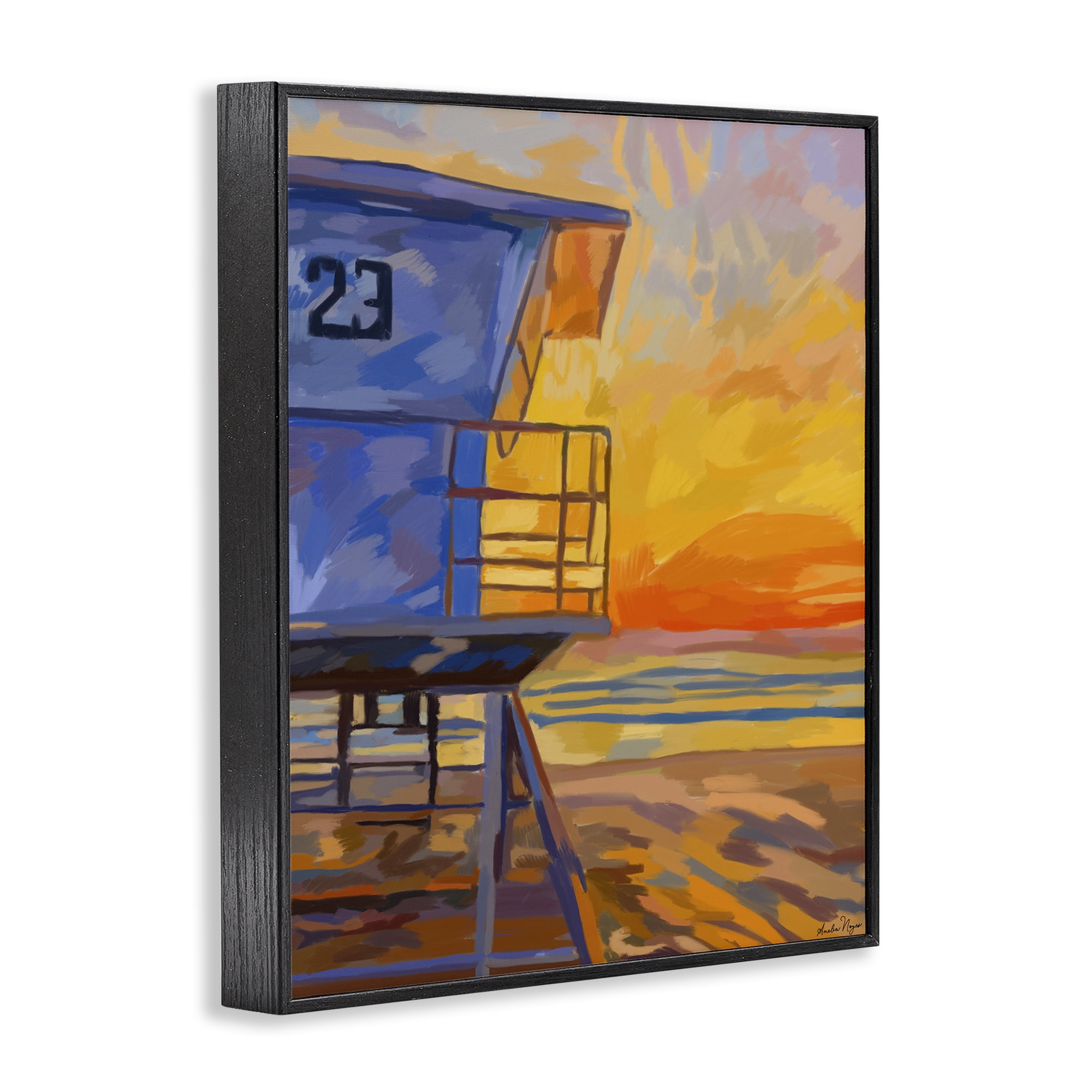 Stupell Industries Lifeguard Stand Sunset Black Framed Giclee Art, design by Amelia Noyes