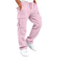 thumbnail image 4 of BXJX Boys Cargo Pants, Fall Casual Elastic Waist Multi Pocket Waffle Knit Trousers Pink Size 9-10 T, 4 of 8