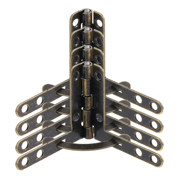 HOMEMAXS 4pcs Heavy Duty Metal Flip Hinges Wooden Box Case Connect Mount Golden Hinges 90 Degree Folding Lid Support Furniture Hardware
