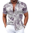 thumbnail image 4 of BUWTTER Mens Shirts Short Sleeve Tropical Button Down Loose Fit Vacation Casual Summer Beach Shirt Purple XXL, 4 of 4