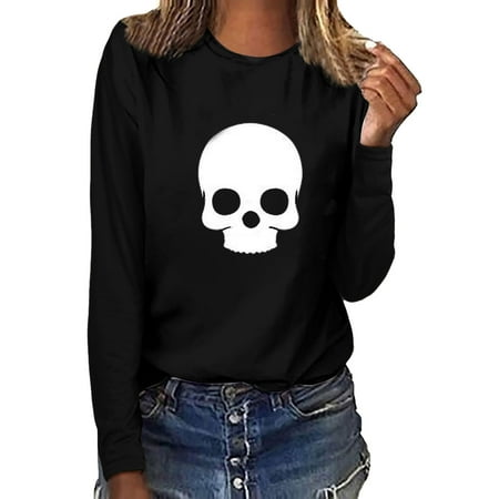

Women s Halloween Night Fluorescent Green Long Sleeve Luminous T-shirt Tops black long sleeve shirt women corset tops for women Brown M