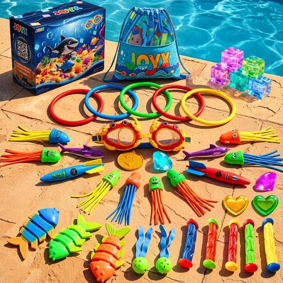 35 Pcs Pool Diving Toys Set with LED Light Cubes & Goggles – Fun Summer Swim Learning for Kids