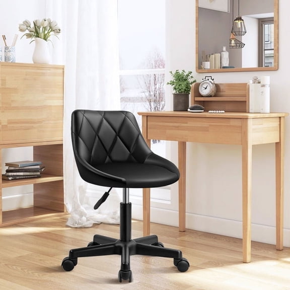 KKTONER Indoor Desk Chair with Rhombus Mid Back, Black