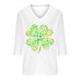 thumbnail image 4 of Diufon St Patrick's Day Shirts for Women Casual Plus Size Shamrock Printed 3/4 Sleeve V Neck Pullover Tops, 4 of 4