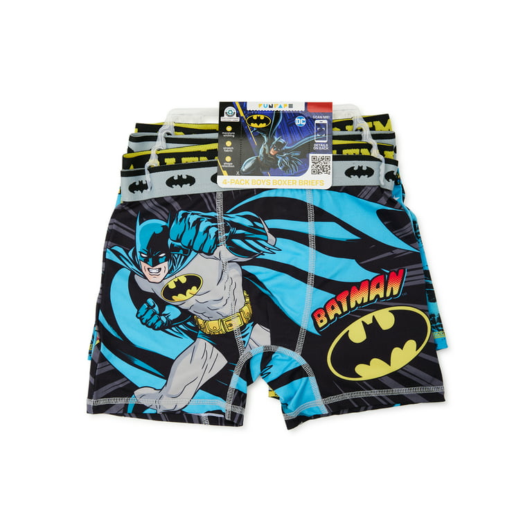 Batman Boys Performance Boxer Brief Underwear, 4-Pack, Sizes 4-10 