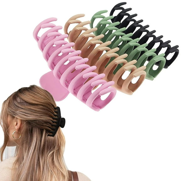 Hair Clips for Women Nonslip 4.3 Inch Large Hair Claw Clips, Big Matte Banana Clips for Thin Thick Curly Hair, Strong Hold Jaw clips Hair Accessories for Women Gils (TypeF)