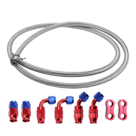 Unique Bargains AN4 Fuel Line Kit 5.01ft Vacuum Hose Automotive Fuel Hose with Adapters 1 Set