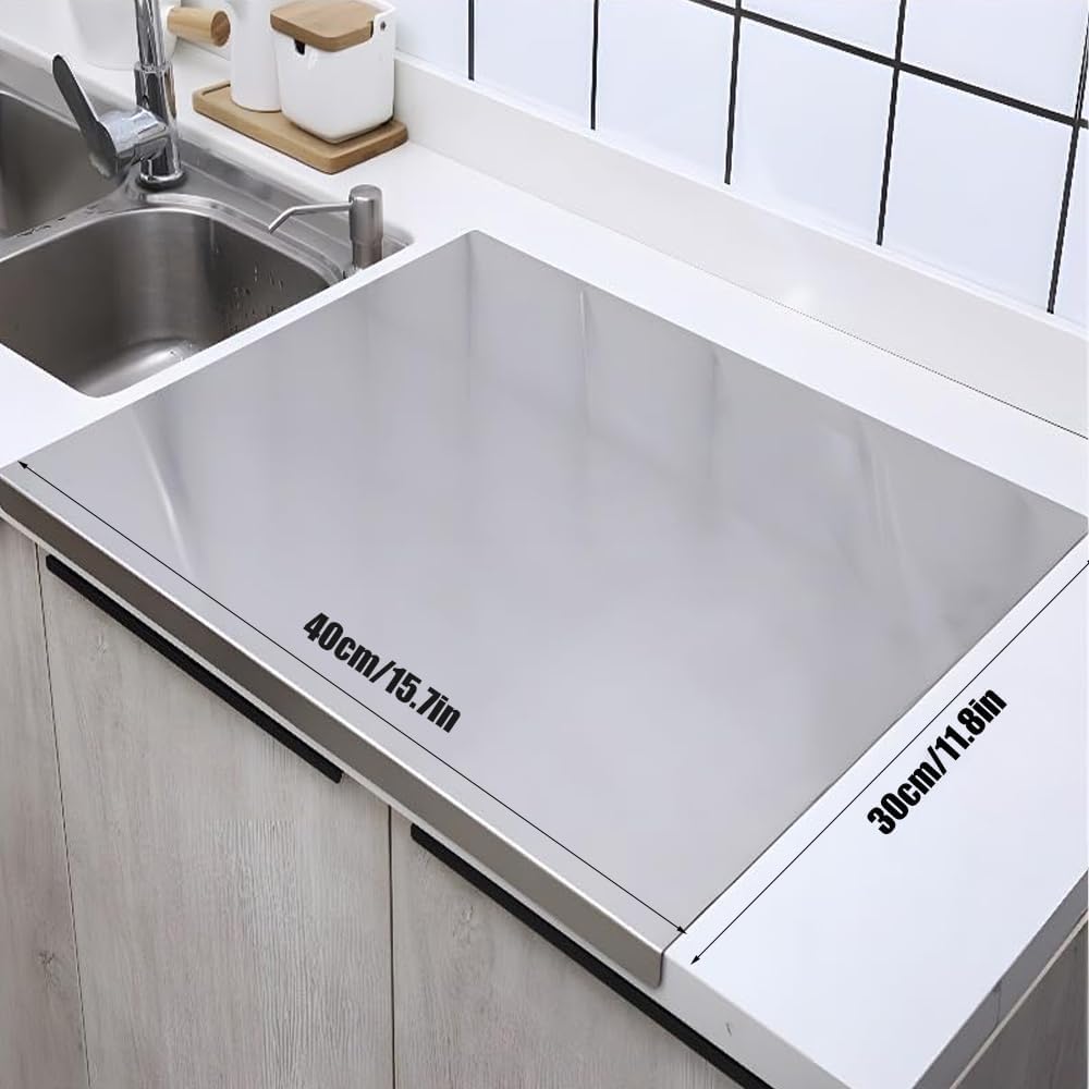 Stainless Steel Cutting Board for Kitchen Counter 304 Stainless Steel Cutting Plate Lipped Stainless Steel Cutting Board for Cutting Vegetables, Fruits, Meat,Bread
