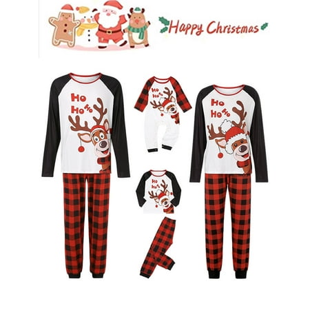 

Sunisery Christmas Pajamas for Family Christmas Pjs Matching Sets Elk Print Holiday Xmas Sleepwear Set for Family Adult Kids Baby