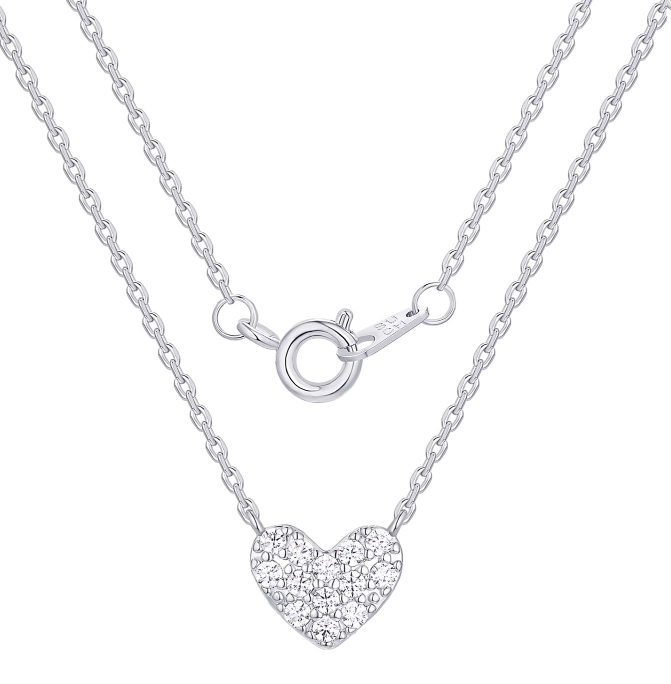 Fine Silver Plated Double Necklace Set with Simulated Diamonds Adult