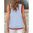 thumbnail image 3 of Womens Summer 2025 Casual Striped Color Block High Neck Tank Top Loose Knit High Low Sleeveless Shirts As Shown S, 3 of 4