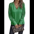 thumbnail image 3 of Camisas de Larga para Mujer, Blusas de Encaje con Cuello en V, Blusas Informales de Negocios, Conjuntos de Moda de Otoño, Ropa Verde L, 3 of 7