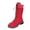 Red, variant on Tejiojio Womens Boots Flat Feet Women's Winter Solid Mid-tube Front Strap Round Head Side Zipper Snow Shoes