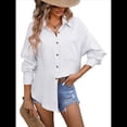 thumbnail image 3 of Camisas de Mujer con Botones, Larga, Estilo Boyfriend, Cuello y Bolsillos. M, 3 of 8
