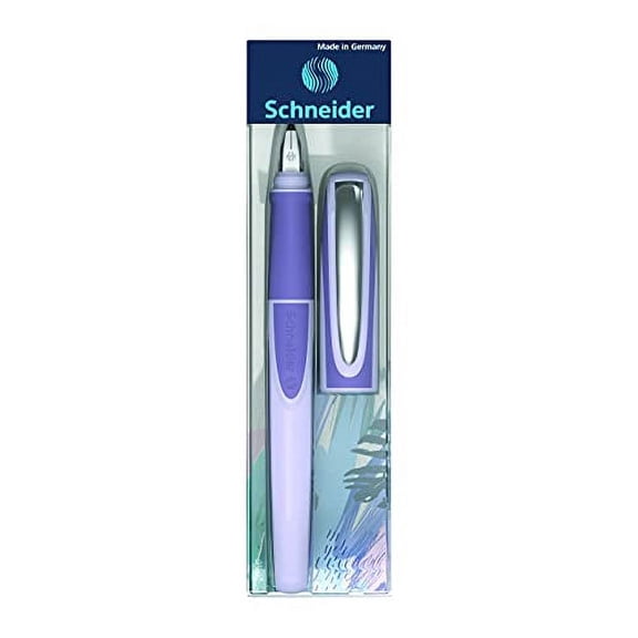 Schneider Ray Fountain Pen M (Medium), Refillable, Lavender Barrel, Royal Blue Erasable Ink Cartridge, Pack of 1 Pen (168208)