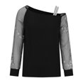 thumbnail image 4 of Blouses pour Femmes, Mode Féminine Imprimé Floral Décontracté Manches Longues Col Asymétrique Blouses, 4 of 5