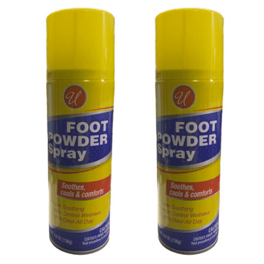 U Foot Powder Spray Soothes Cools and Comforts Fights odors all day 4.8 oz each Helps control Wetness Pack of 2