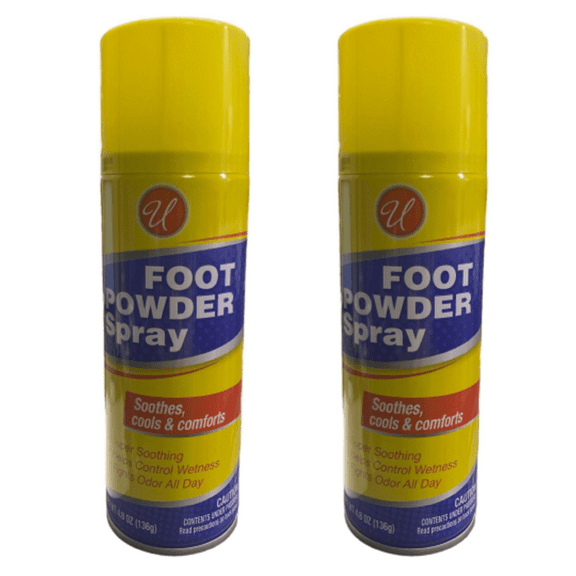 U Foot Powder Spray Soothes Cools and Comforts Fights odors all day 4.8 oz each Helps control Wetness Pack of 2