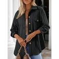 thumbnail image 2 of Oversized Cable Knit Shacket Shirts for Womens Button Down Long Sleeve Work Blouses Fall Fashion Tops Black S, 2 of 3