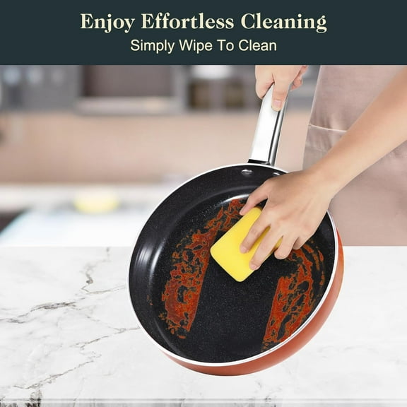 Non Stick Ceramic Cookware Set,  Piece Induction Pots and Pans with Oven Safe Handles, Non Toxic, 100% PFOA