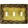 Brainerd Leaf and Vine Triple-Switch Wall Plate, Tumbled Antique Brass