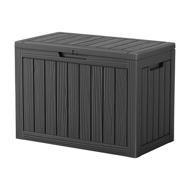 45 Gallon Waterproof Outdoor Storage Box,Resin Deck Box,Lockable Outside Storage Box Container for Patio Furniure,Garden,Tools (45 Gallon,Black)