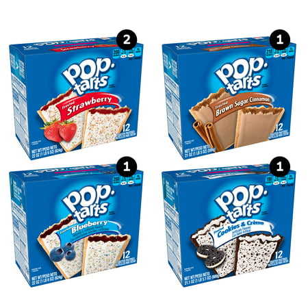 Kellogg's Pop-Tarts Variety Pack (2 Frosted Strawberry, 1 Frosted Brown Suggar Cinnamon, 1 Cookies&Cream, 1 Frosted BlueBerry) 108 Oz 60