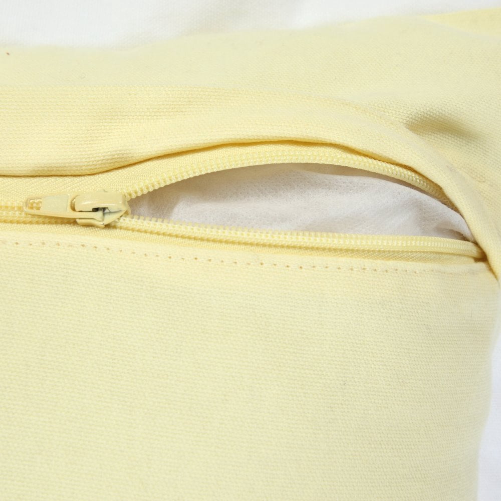 LR Home Ox Bay Hand-Woven Yellow/White Bordered All-Natural Cotton Pillow Cover