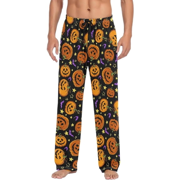 GZHJMY Pumpkin Pajama Pants, Men's Drawstring Lounge Pants, Casual Pajama Bottoms with Pockets, Christmas New Year Birthday Gifts, Large