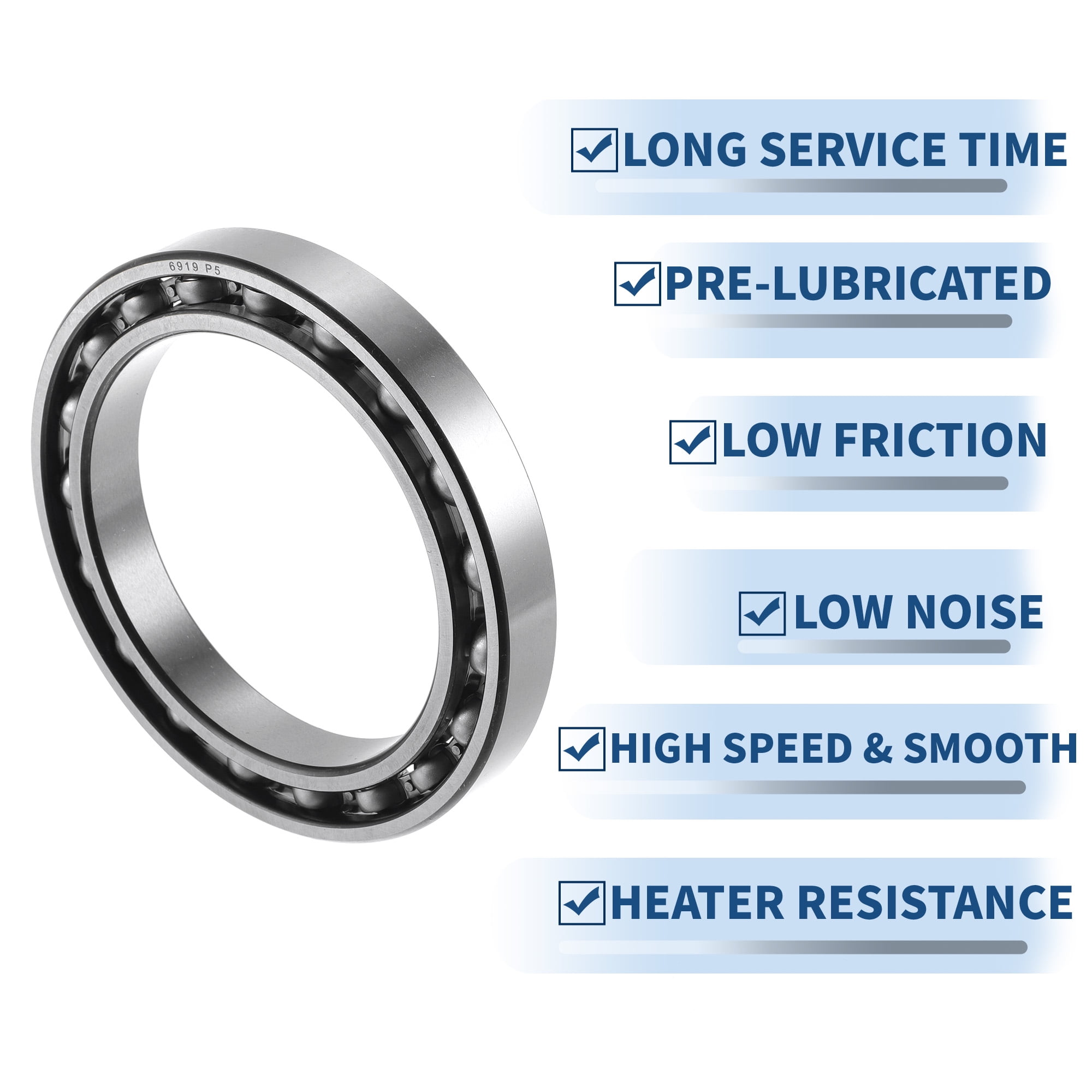 Unique Bargains 6919 Deep Groove Ball Bearings 95x130x18mm P5 Open Type Lubricated Bearings 1 Pc Car Scooter Skateboard Wheel Universal Silver Tone