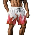 thumbnail image 6 of Ecqkame Mens Flame Graphic Shorts Fashion Cool Lightweight Running Athletic Shorts Drawstring Waist Casual Track Beach Shorts 04-Pink L, 6 of 9