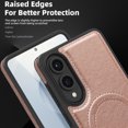 thumbnail image 6 of Magnetic for Samsung Galaxy S25 Edge PU Leather Case, Compatible with Magsafe, Built-in Invisible Stand, Premium Ultra Slim Adjustable Kickstand Protective Phone Case for Galaxy S25 Edge, Rosegold, 6 of 8