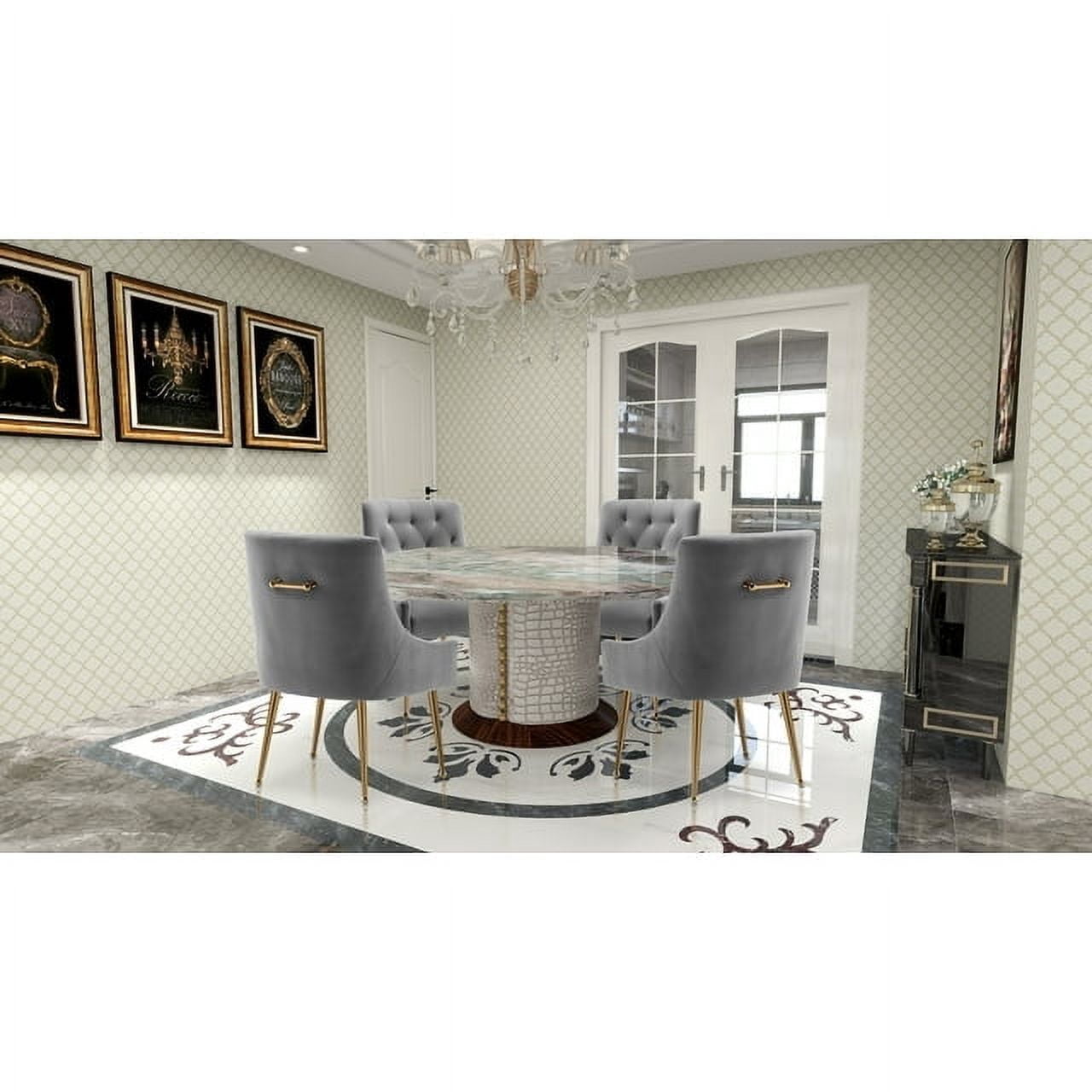SEYNAR Modern Velvet Dining Chairs Set of 2, Tufted Back Accent Chair for Living Room,Grey