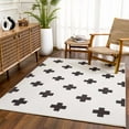 thumbnail image 2 of BoutiqueRugs Erath Swiss Cross Shag Area Rug - Black, Off White, Charcoal - 5'3" x 7'3", 2 of 11