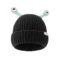 thumbnail image 5 of harmtty Women Winter Beanie Cartoon Eye Decor Shiny Tentacles Thick High Elasticity Warm Windproof Knitted Solid Color Ear Protection Foldable Lady Anti-slip Cap Hat Coffee, 5 of 8