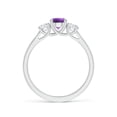 thumbnail image 2 of ANGARA Natural Classic Round Amethyst and Diamond Three Stone Ring in 925 Sterling Silver for Women (Size-5mm) | February Birthstone, Anniversary, Jewelry Gift for Women | Natural Amethyst Ring, 2 of 9