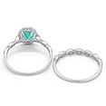 thumbnail image 4 of Halo Bridal Set Piece Oval Ring Paraiba Tourmaline CZ 925 Sterling Silver Size 8, 4 of 5