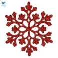 thumbnail image 1 of Deago Set of 24 Plastic Christmas Glitter Snowflake Ornaments Christmas Tree Decorations, 3.7-inch, Red, 1 of 9