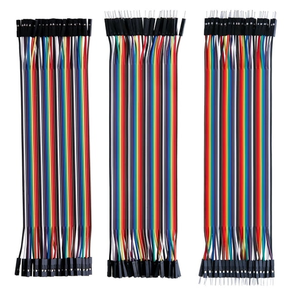 120pcs Multicolored Dupont Wire 40pin Male to Female, 20cm 40pin Male to Male, 40pin Female to Female Breadboard Jumper Ribbon Cables Kit Compatible with Arduino Projects