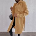 thumbnail image 4 of Uhndy Jackets for Women, Women Ladies Solid Lapel Cardigan Long Sleeve Coat Single-Breasted Belt Shirt Outerwear Winter Coats Christmas Gifts for Women, 4 of 6