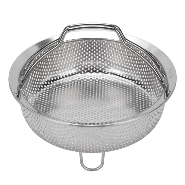 Steam Basket with Foldable Handle and Feet, Stainless Steel Multifunctional Colander Steam Insert with Raised Feet, Ideal for Electric Rice Cooker Pot